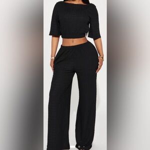 Fashion Nova Day Plans Textured Pant set size 2X NWT